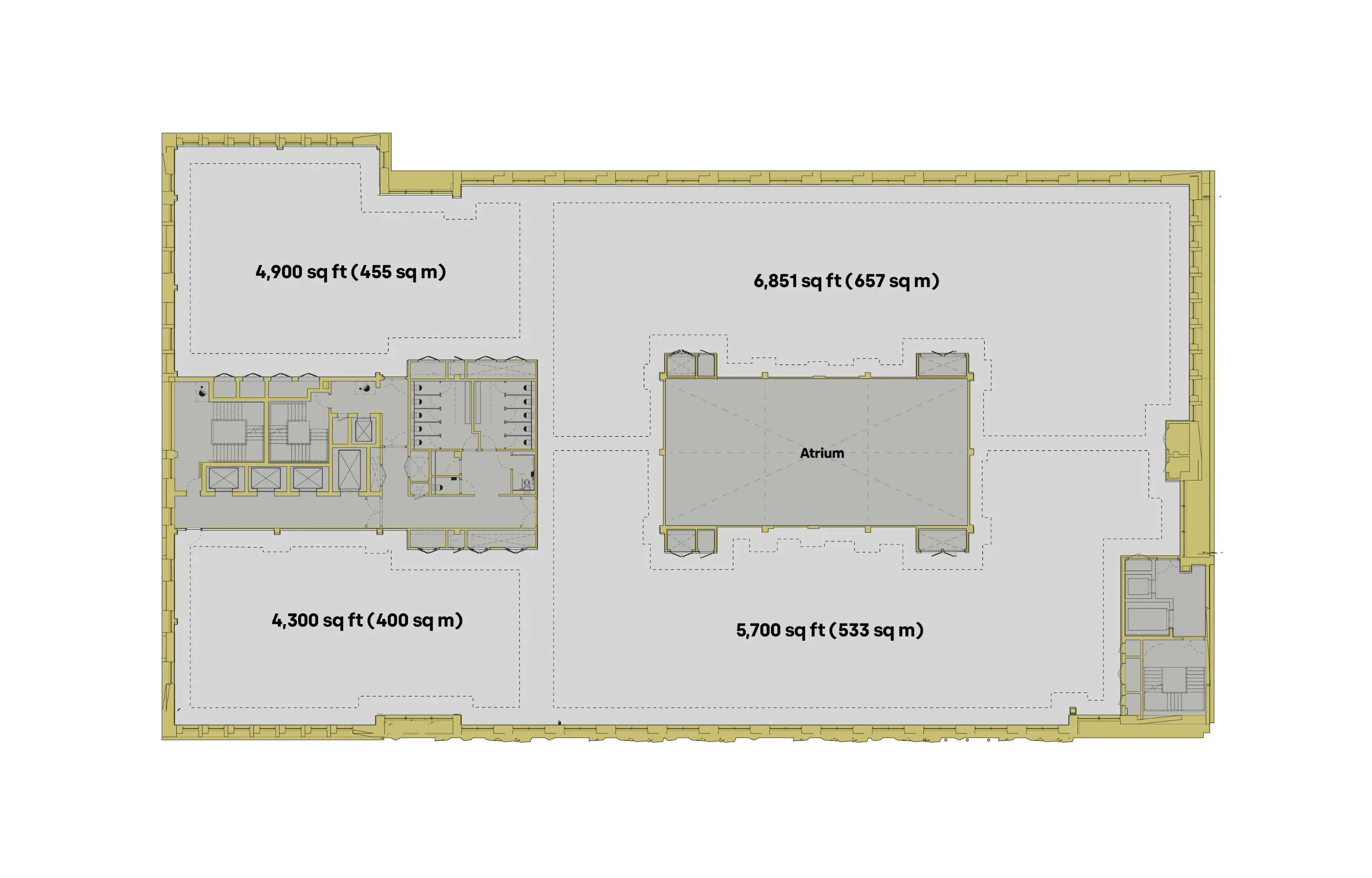 An indicative floorplate for One Brabazon Gateway office to rent at Brabazon in North Bristol