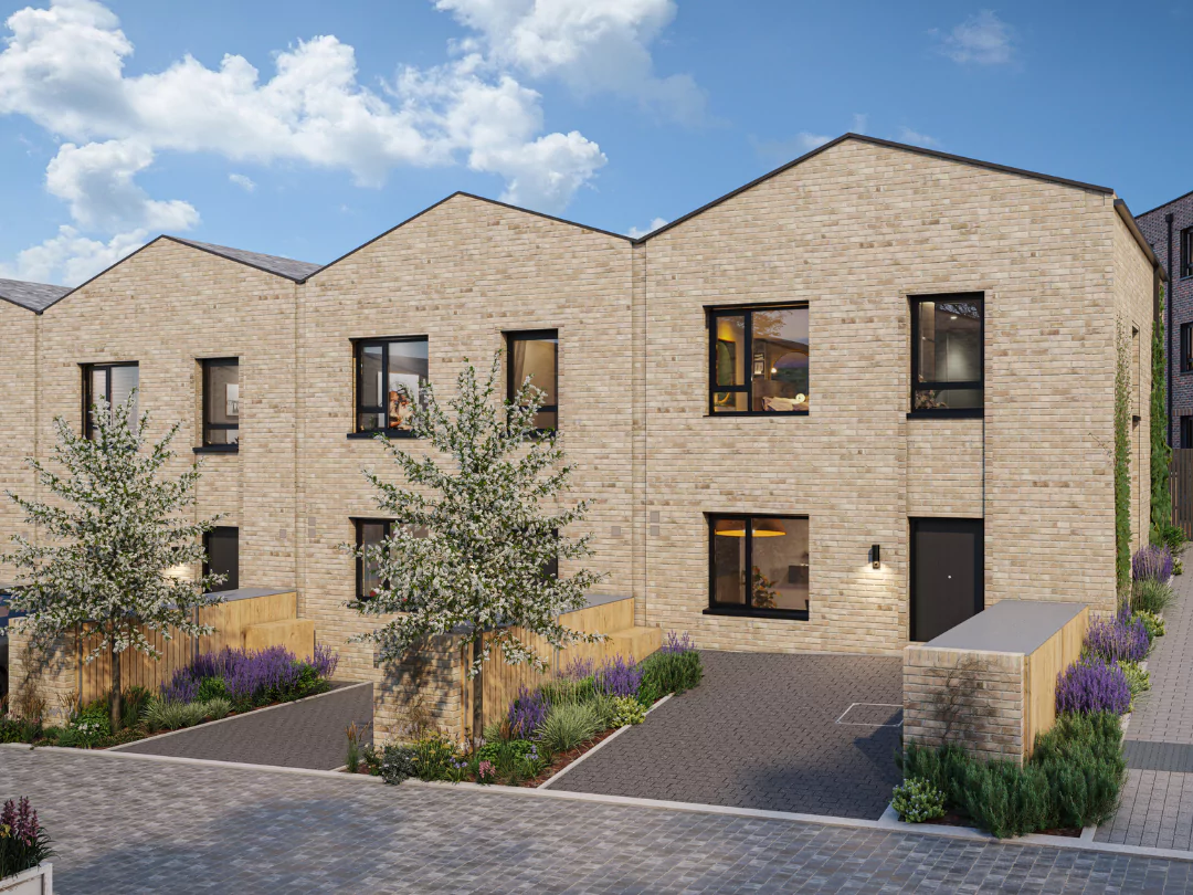 The Belvedere light-brick two-storey home with a front driveway.